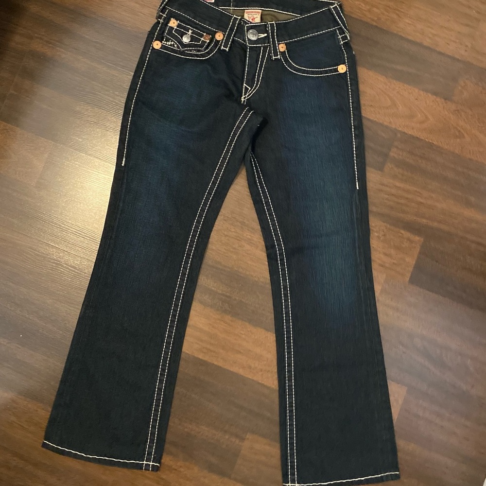 TRUE RELIGION 2 Low Rise Boot Cut Flare 💯 Cotton Jeans Size 28 - Picture 11 of 16
